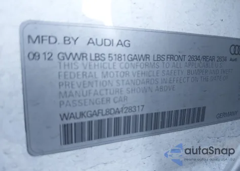 2013 Audi S4 3.0T Premium Plus из США, поврежденный, VIN WAUKGAFL8DA128317